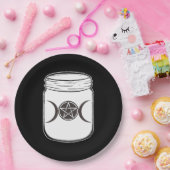 Mystical Magic Moons Mason Jar Halloween-Party Pappteller (Party)