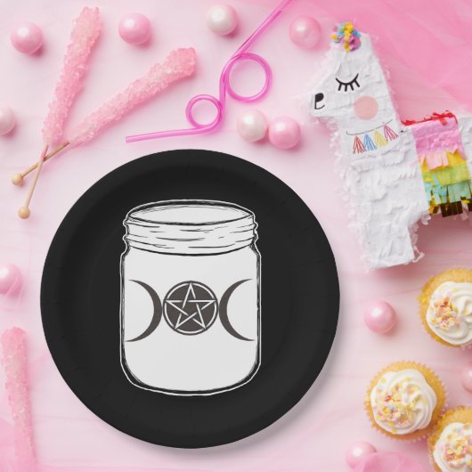 Mystical Magic Moons Mason Jar Halloween-Party Pappteller (Party)