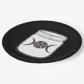 Mystical Magic Moons Mason Jar Halloween-Party Pappteller (Schrägansicht)