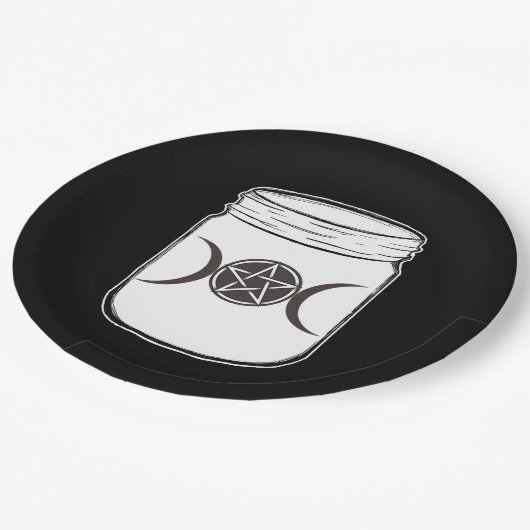 Mystical Magic Moons Mason Jar Halloween-Party Pappteller (Schrägansicht)