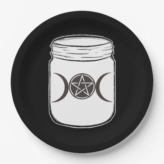 Mystical Magic Moons Mason Jar Halloween-Party Pappteller (Vorderseite)