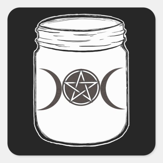 Mystical Magic Moons Mason Jar Halloween-Party Quadratischer Aufkleber (Vorderseite)