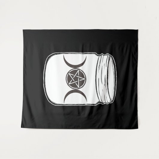 Mystical Magic Moons Mason Jar Halloween-Party Wandteppich (Vorderseite (Horizontal))