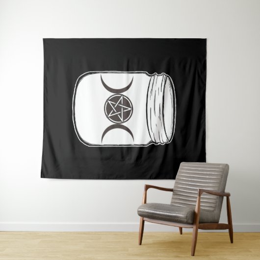 Mystical Magic Moons Mason Jar Halloween-Party Wandteppich (Beispiel (Horizontal))