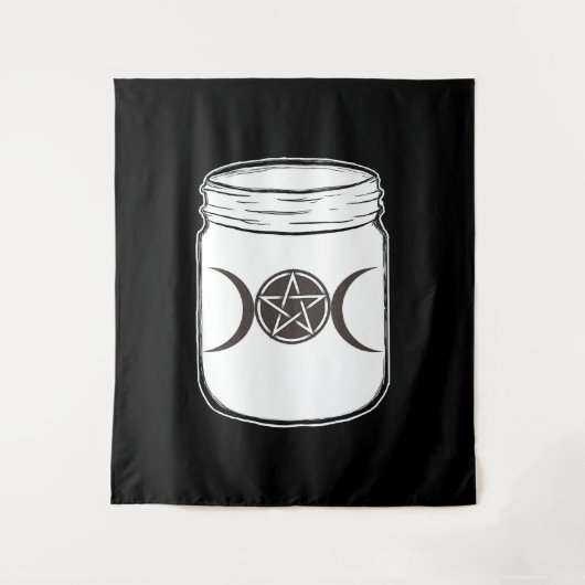 Mystical Magic Moons Mason Jar Halloween-Party Wandteppich (Vorderseite)