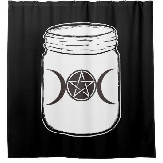 Mystical Magic Moons Triple Goddess Mason Jar Duschvorhang (Vorderseite)