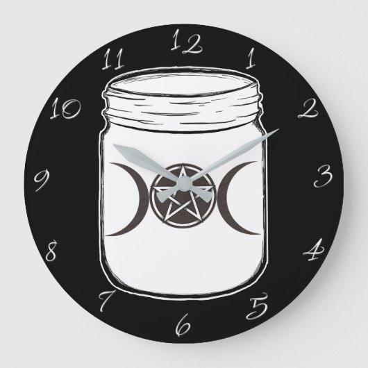 Mystical Magic Moons Triple Goddess Mason Jar Große Wanduhr (Vorderseite)