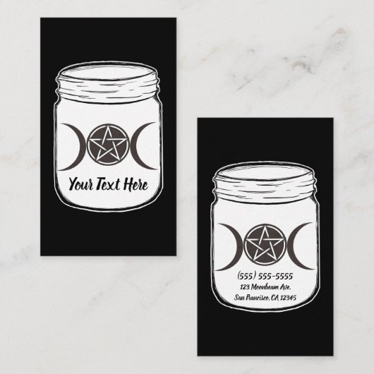 Mystical Magic Moons Triple Goddess Mason Jar Visitenkarte (Vorne/Hinten)