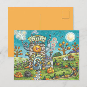 MYSTICAL MAGIC PIE FACTORY Funny Black Cats, Hexe Feiertagspostkarte