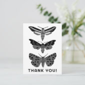 Mystical Magical Moths Black and White DANKE Postkarte (Stehend Vorderseite)
