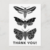 Mystical Magical Moths Black and White DANKE Postkarte (Vorderseite)