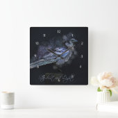 Mystical Magical Raven Stardust and Light Fantasy Quadratische Wanduhr (Zuhause)