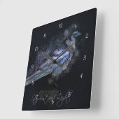 Mystical Magical Raven Stardust and Light Fantasy Quadratische Wanduhr (Winkel)