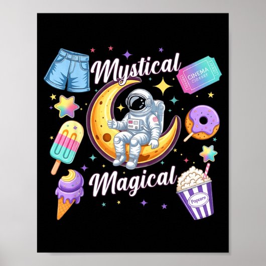 Mystical Magical Retro Aesthetic Space Men Women K Poster (Vorne)