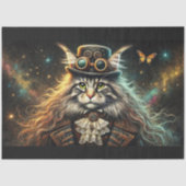 Mystical Maine Coon Viktorianisch Steampunk Decoup Seidenpapier (Vorderseite)