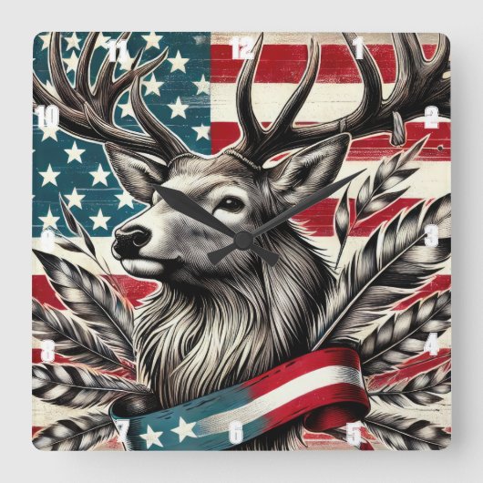 Mystical Majestic Deather Feather Quadratische Wanduhr (Vorderseite)