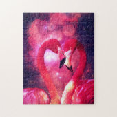 Mystical Majestic Galaxy Flamingos in Liebe Puzzle (Vertikal)