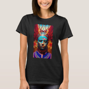 Mystical Man Shaman Fantasy AI mit Blume T-Shirt
