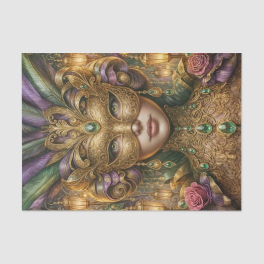 Mystical Mardi Gras Mask Decoupage Paper Seidenpapier (Vorderseite)