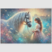 Mystical Meadow Horse and Girl Decoupage Seidenpapier (Vorderseite)