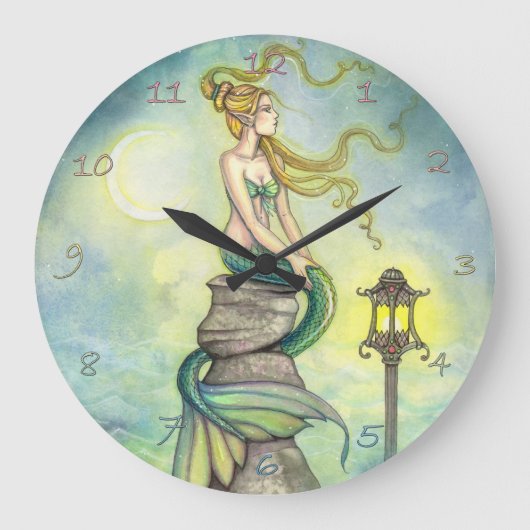 Mystical Mermaid Fantasy Art von Molly Harrison Große Wanduhr (Vorderseite)