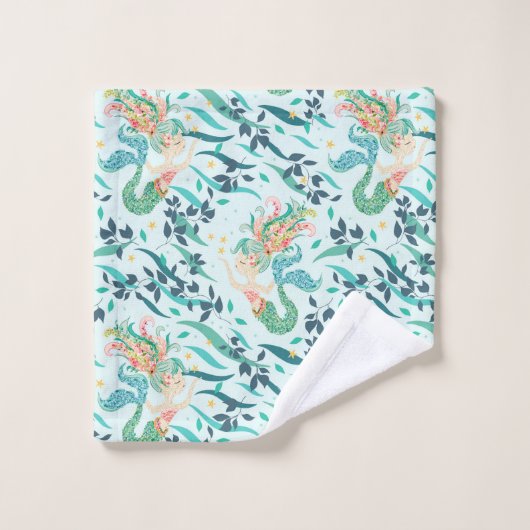 Mystical Mermaid Pattern Badhandtuch Set (Waschlappen)