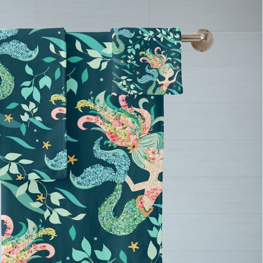 Mystical Mermaid Pattern Badhandtuch Set