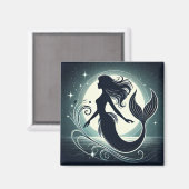 Mystical Mermaid Silhouette Magnet (Vorderseite/Rückseite)