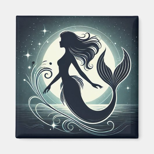 Mystical Mermaid Silhouette Magnet (Vorne)