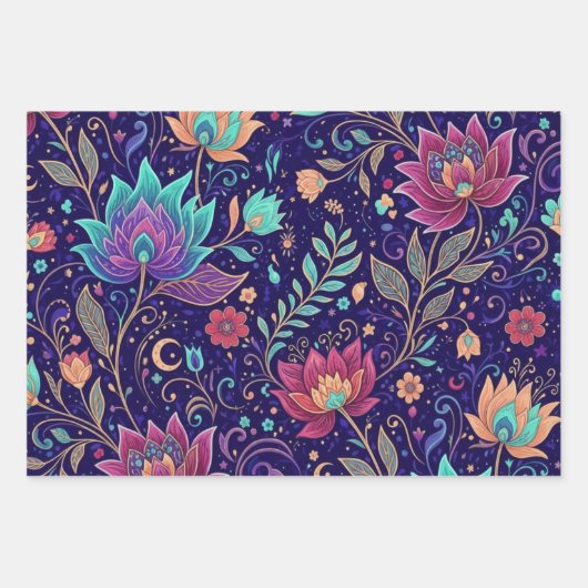 Mystical Midnight Garden Lotus and Moon Geschenkpapier Set (Vorderseite 3)