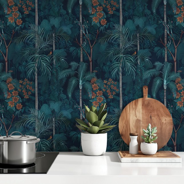 Mystical Midnight Jungle Wallpaper Peel & Stick Tapete (Von Creator hochgeladen)