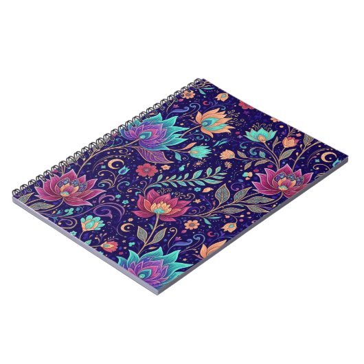 Mystical Midnight Lotus Garden Notizblock (Linke Seite)