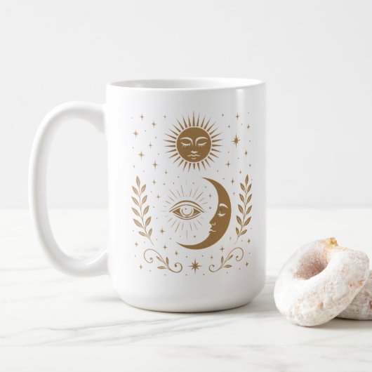 Mystical Midnight Moon & Stars Third Eye Unisex Kaffeetasse (Mit Donut)