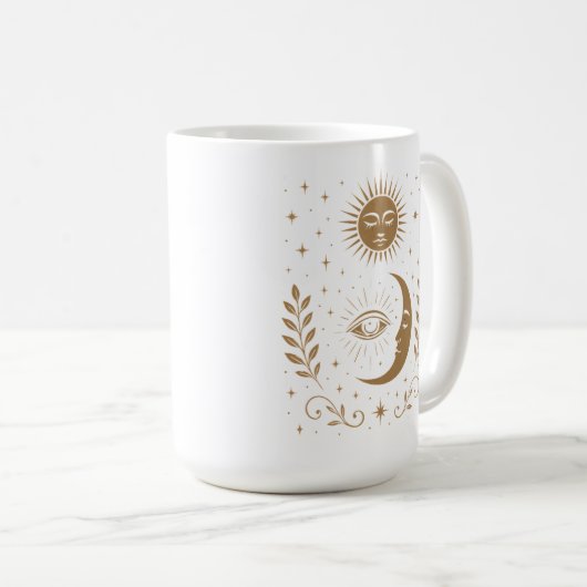 Mystical Midnight Moon & Stars Third Eye Unisex Kaffeetasse (VorderseiteRechts)