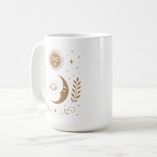 Mystical Midnight Moon & Stars Third Eye Unisex Kaffeetasse (Vorderseite Links)