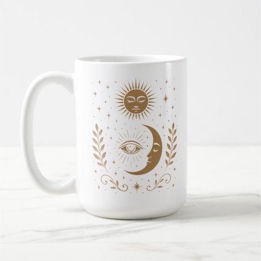 Mystical Midnight Moon & Stars Third Eye Unisex Kaffeetasse (Links)