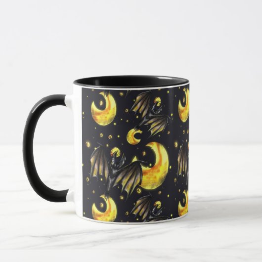 Mystical Moon and Bat Pattern Mug Tasse (Links)