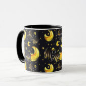 Mystical Moon and Bat Pattern Mug Tasse (Vorderseite Links)