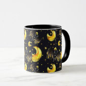 Mystical Moon and Bat Pattern Mug Tasse (VorderseiteRechts)