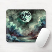 Mystical Moon Cosmic Clouds in Dreamlike Night Sky Mousepad (Mit Mouse)