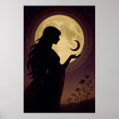 Mystical Moon Goddess, Celestial Woman Silhouette Poster (Vorne)