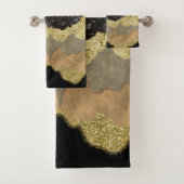 Mystical Moon Gold Mountains Landschaft Modernes G Badhandtuch Set (Insitu)