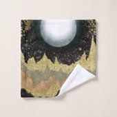Mystical Moon Gold Mountains Landschaft Modernes G Badhandtuch Set (Waschlappen)