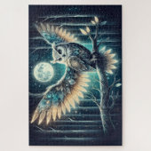 Mystical Moon Owl Celestial Forest Glow Puzzle (Vertikal)