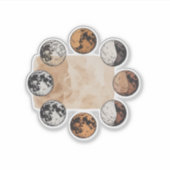 Mystical Moon Phases Sticker – Vintage Boho (Vorderseite)