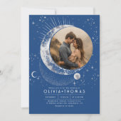 Mystical Moon Starry Night Wedding Foto Einladung (Vorderseite)