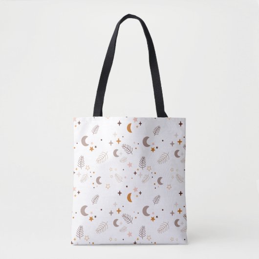 Mystical Moon & Stars Tote Bag - Celestial Boho Tasche (Vorderseite)