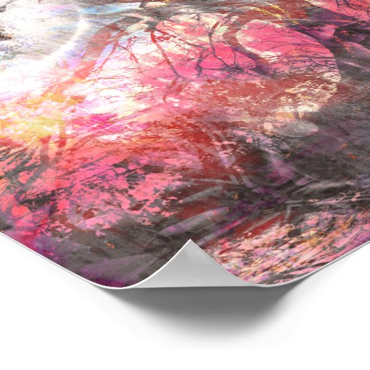 Mystical Moon Tree Fantasy Landschaft Poster (Ecke)