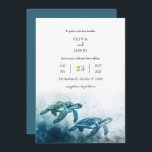 Mystical Moonlight Blue Sea Turtle Liebe Hochzeit Einladung<br><div class="desc">Erleben Sie das magische Wesen des Ozeans mit unserer Watercolor Minimal Sea Turtles in Moonlight Hochzeitseinladung. Dieses ätherische Design zeichnet sich durch eine ruhige Unterwasserszene aus, in der Meeresschildkröten sanft unter den Wellen gleiten und durch das sanfte Mondlicht erhellt werden. Die hellen Balken schaffen ein sanftes, faszinierendes Muster auf den...</div>