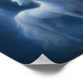 Mystical Moonlight Unicorn & Waterfall Fantasy Art Poster (Ecke)